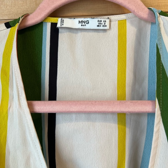 MANGO Striped Multicolor Wrap Dress size 2 - Picture 6 of 8